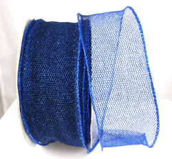 Wired Royal Blue Mesh Glitter Christmas Ribbon