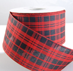 Wired Buffalo Tartan Red and Black Plaid Christmas Ribbon