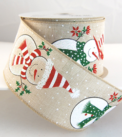 Wired Snowman Christmas Ribbon