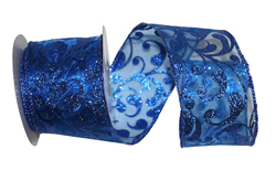 Royal Blue Silver Christmas Ribbon